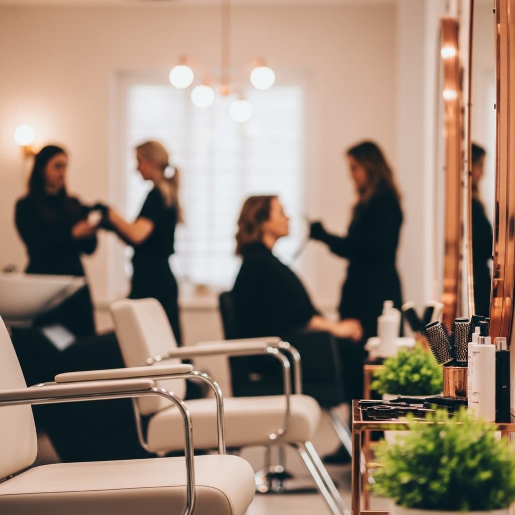 Salon staff working